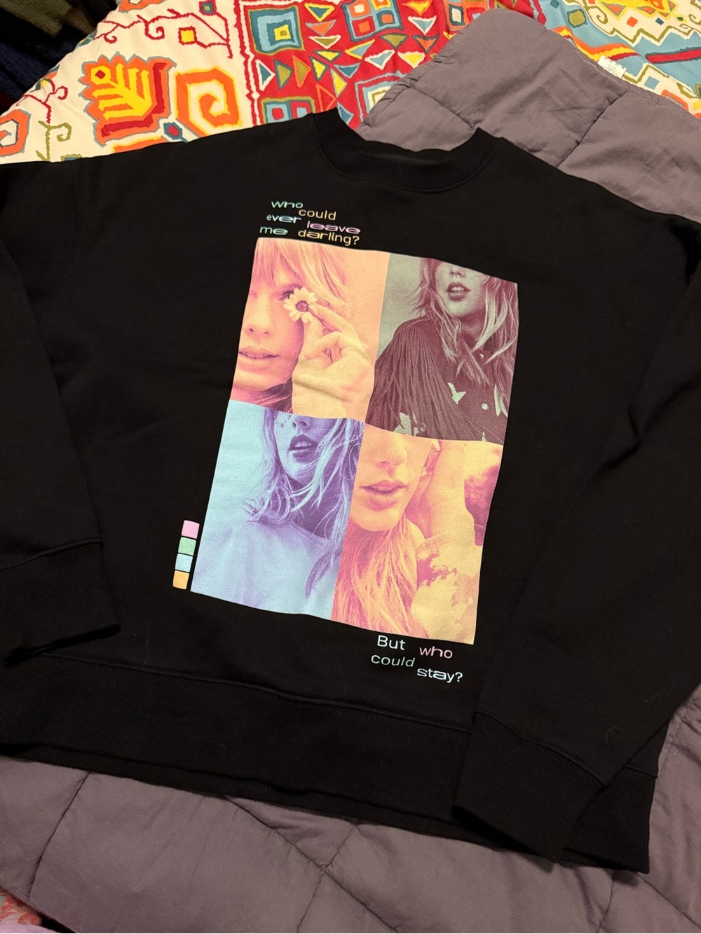 RARE Taylor Swift Lover Black Crewneck with Pastel Graphic!